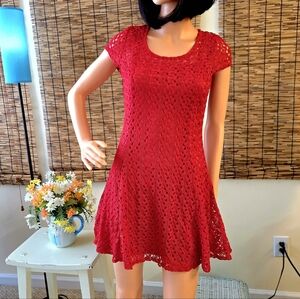 Speechless Red Crochet Lace Mini Dress